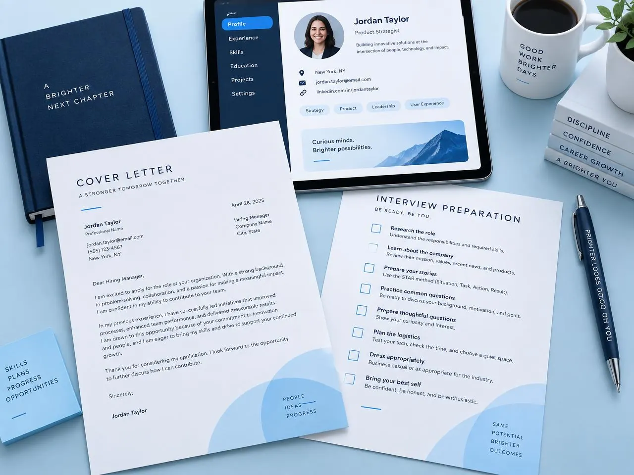 Cover letter templates and AI interview preparation resources